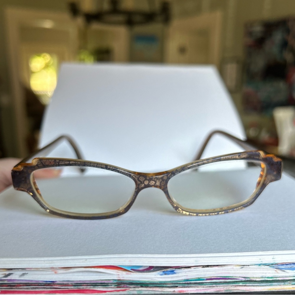 Lafont burlesque beige and blue lace Eyeglasses